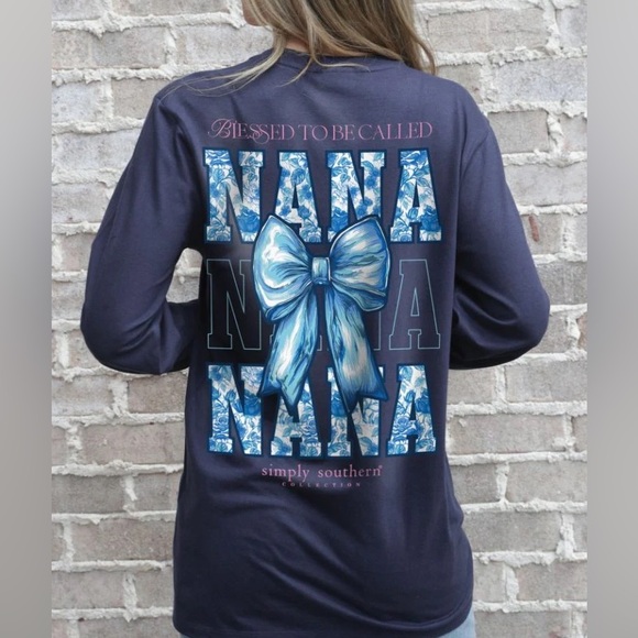 NWT SIMPLY‎ SOUTHERN BLESSED NANA BOW LONG SLEEVE T-SHIRT - Picture 1 of 3
